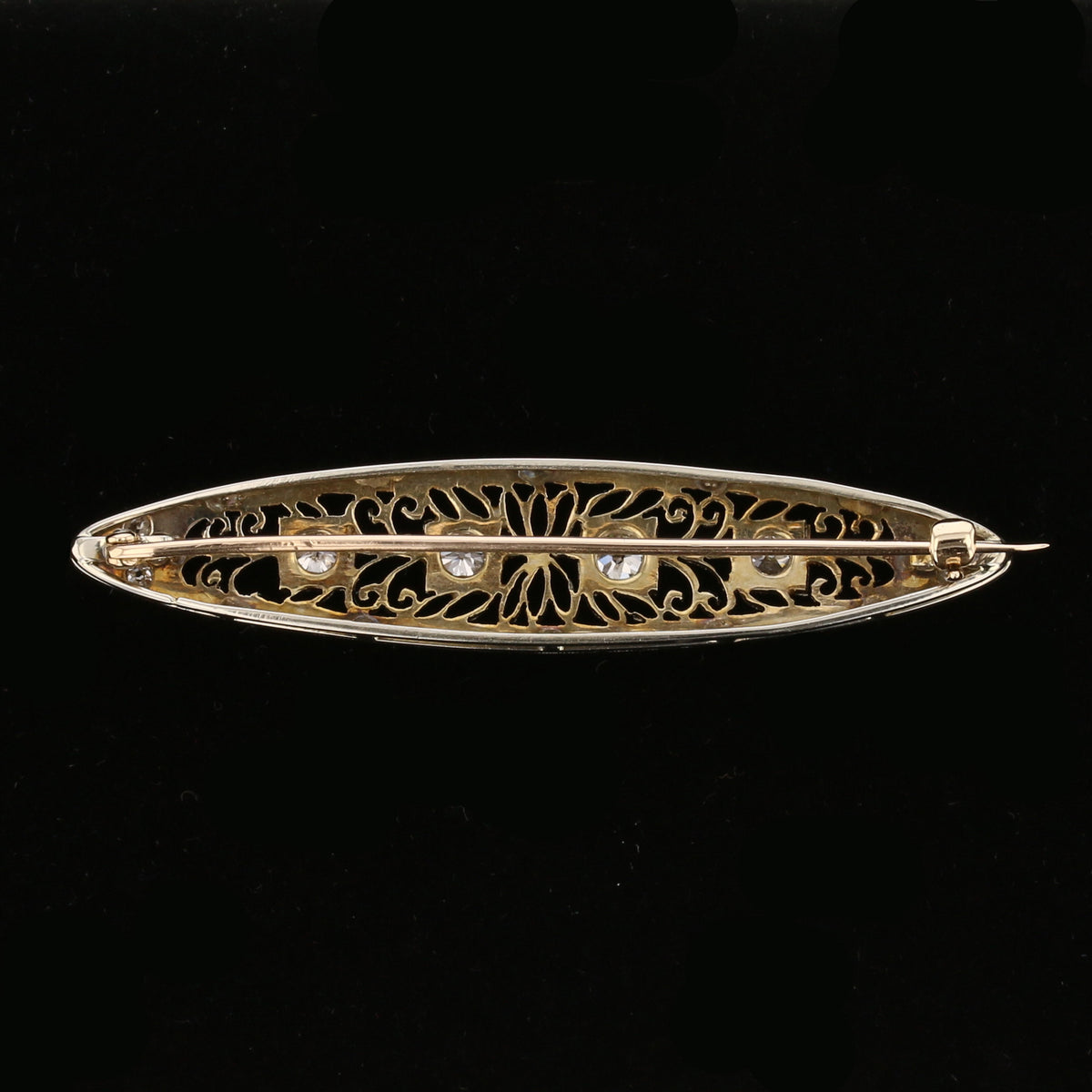 Antique Rose Cut Diamond Platinum/Gold Brooch