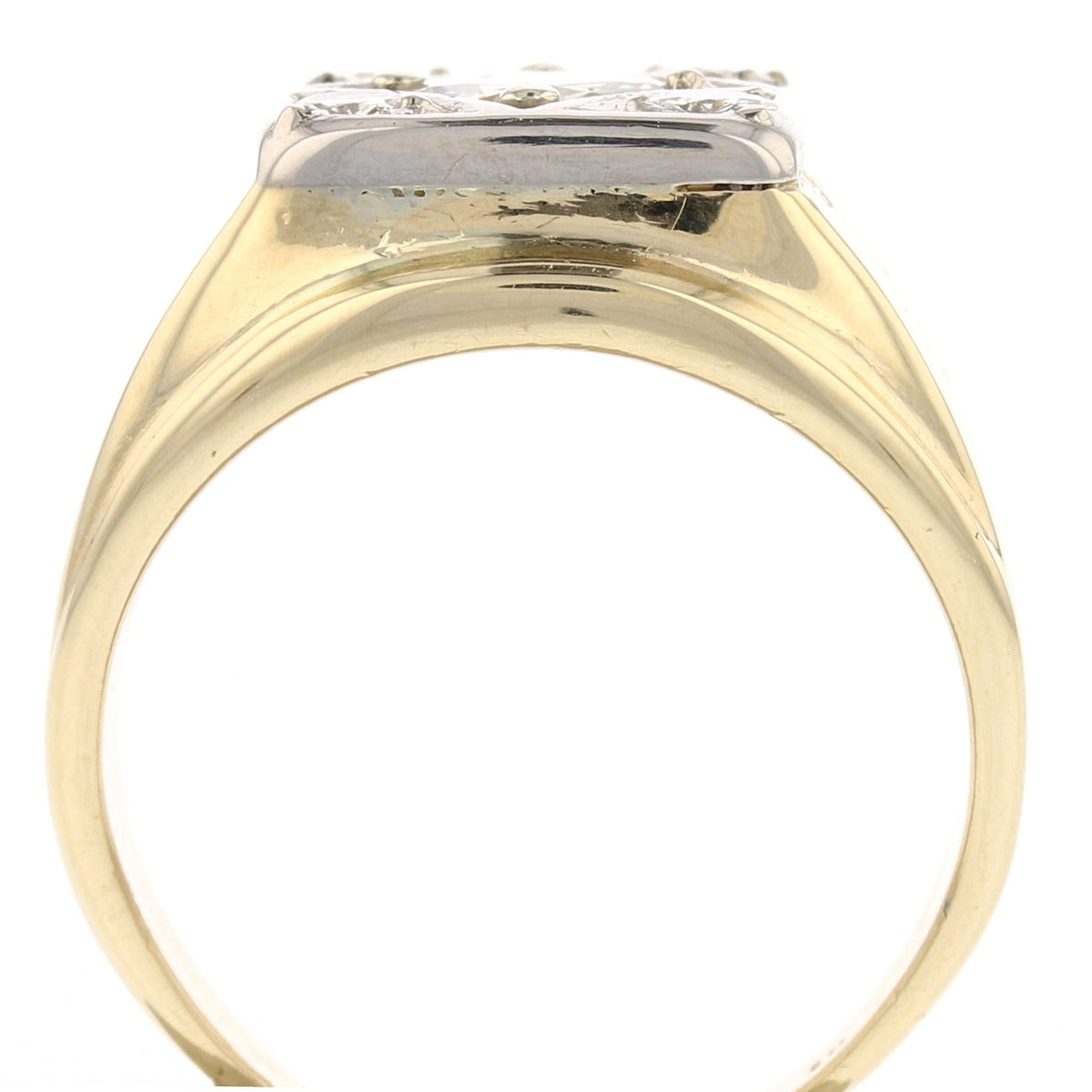 14K White and Yellow Gold Diamond Men's Ring