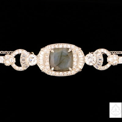 Antique Deco Labradorite Diamond Platinum Bracelet   890411