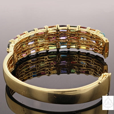 Multi Stone Gold Cuff