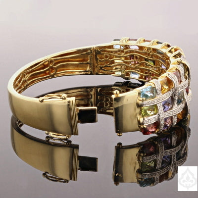 Multi Stone Gold Cuff