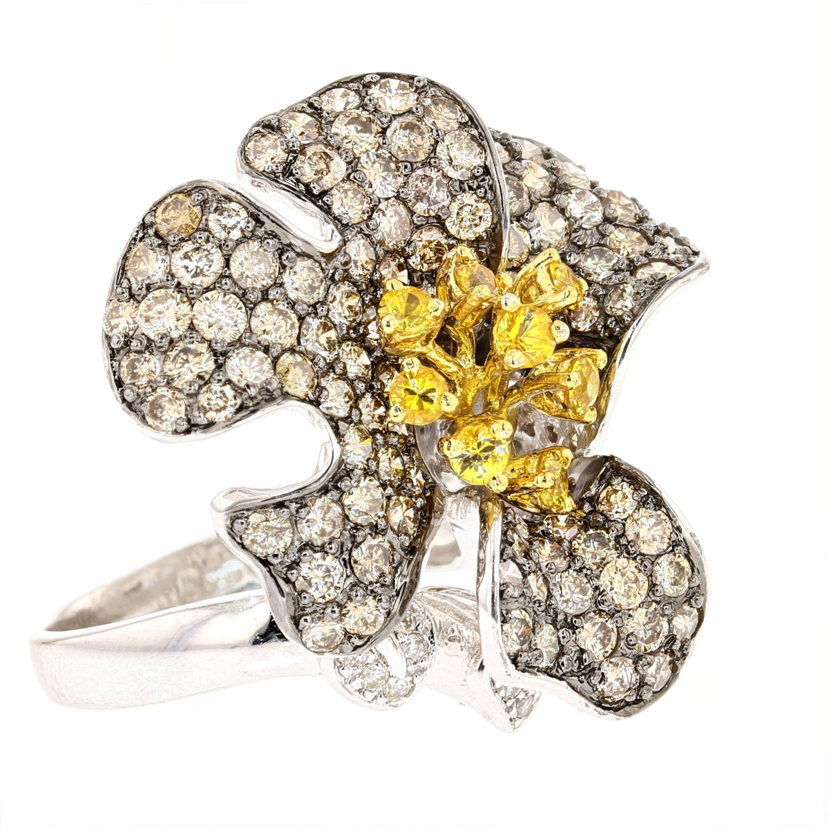 White Gold Citrine, Diamond Ring