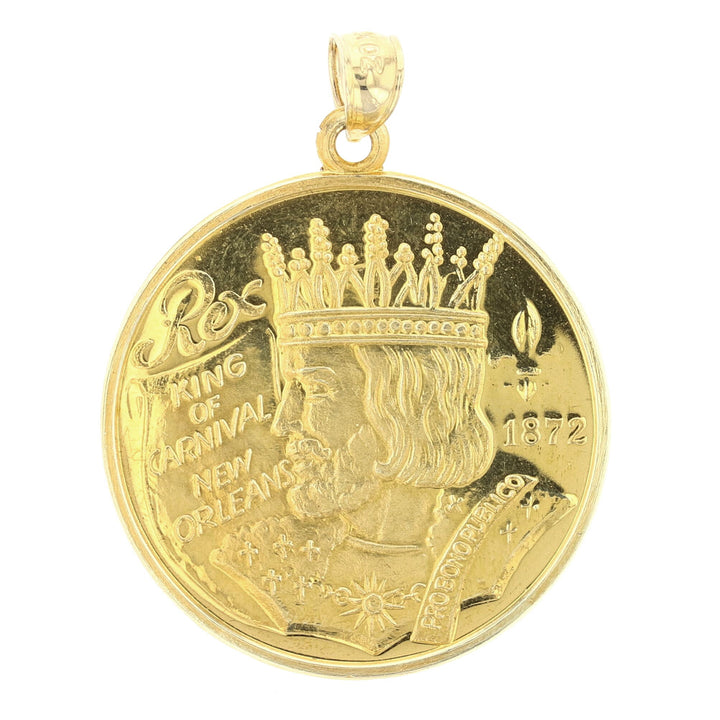 14K Gold Vintage Mardigras Doubloon Pendant