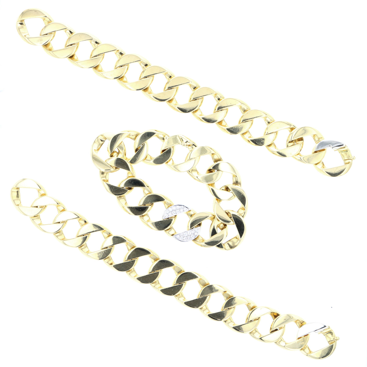 3 Curb Link Bracelet  Necklace combo