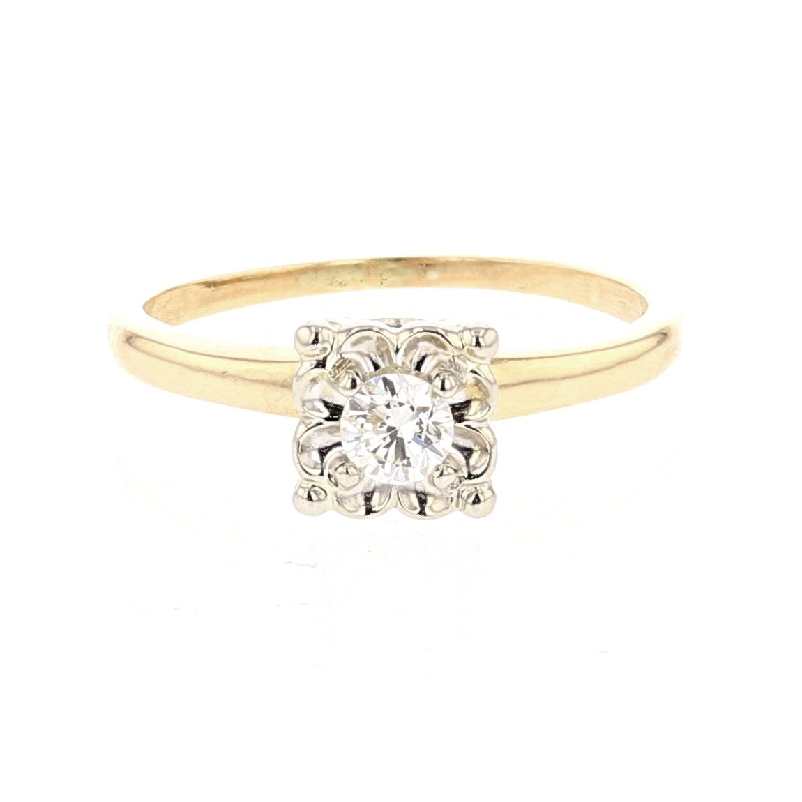 14K Yellow Gold 0.25ct Round Diamond Engagement/Bridal Ring