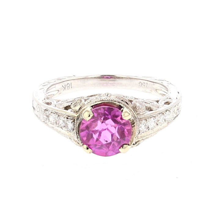 White Gold Pink Sapphire and Diamond Ring