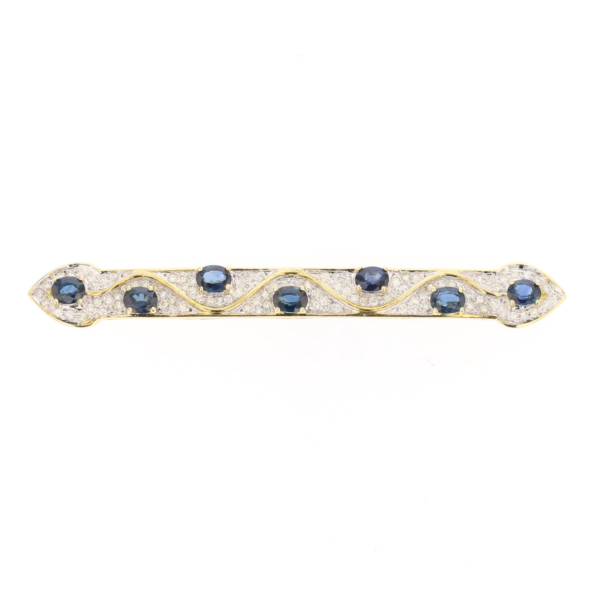 Vintage 14K Gold Sapphire, Diamond Brooch