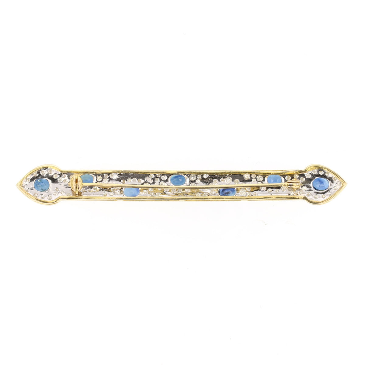 Vintage 14K Gold Sapphire, Diamond Brooch