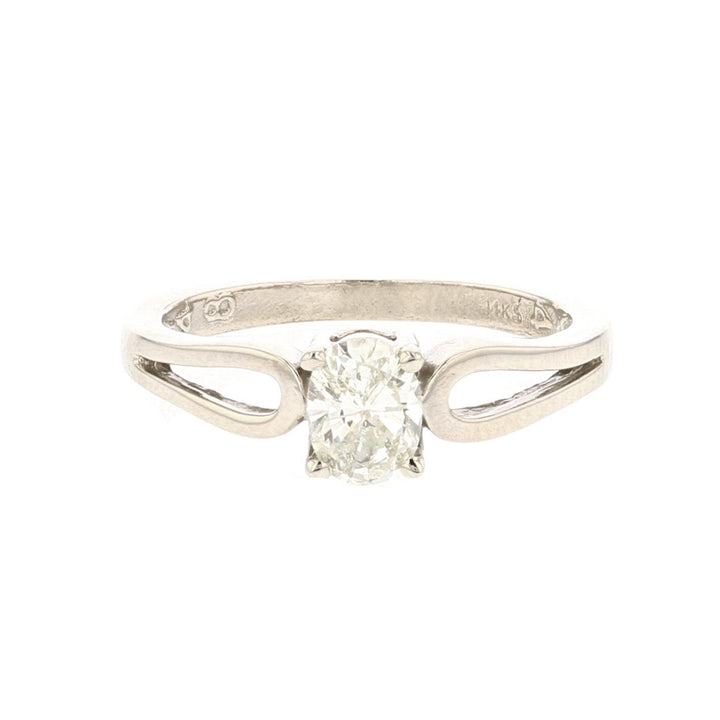 Elegant 14K White Gold Diamond Oval Ring