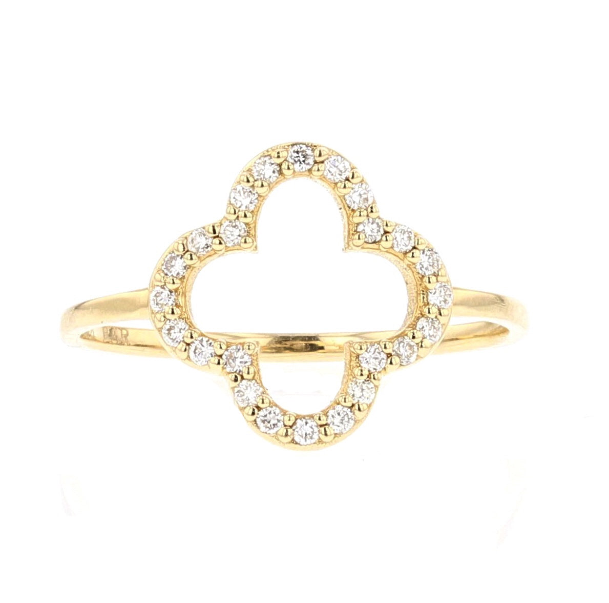 14K Yellow Gold Diamond Clover Ring