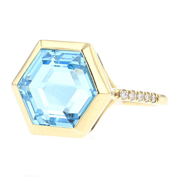 Blue Topaz Hexagon Ring