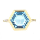 Blue Topaz Hexagon Ring - David's Antiques & Jewelry