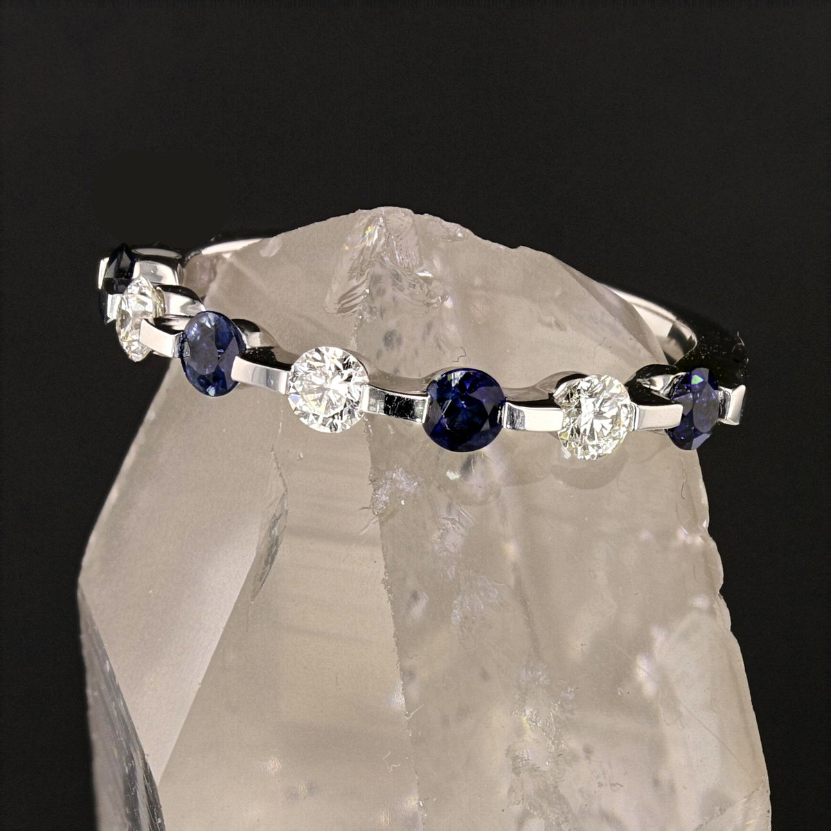 White Gold Sapphire & Diamond Band