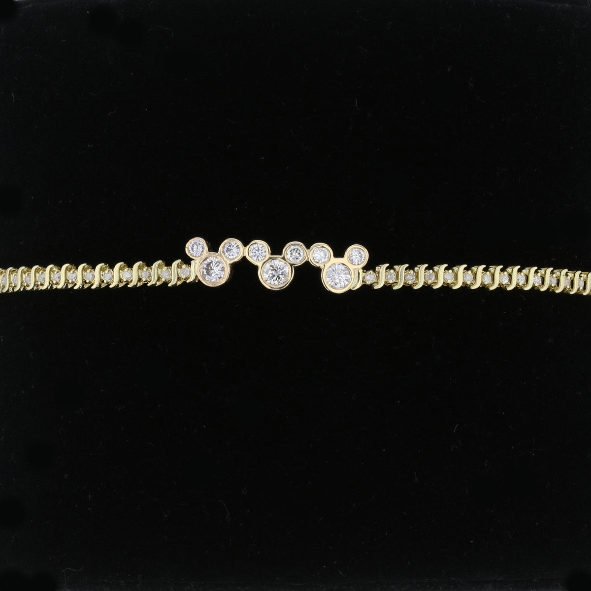 Vintage Minnie Mouse Diamond Bracelet - 14K Yellow Gold