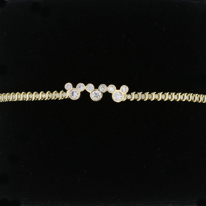 Vintage Minnie Mouse Diamond Bracelet - 14K Yellow Gold