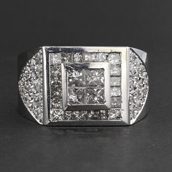 Vintage 14K White Gold Diamond Ring, 4.14ct