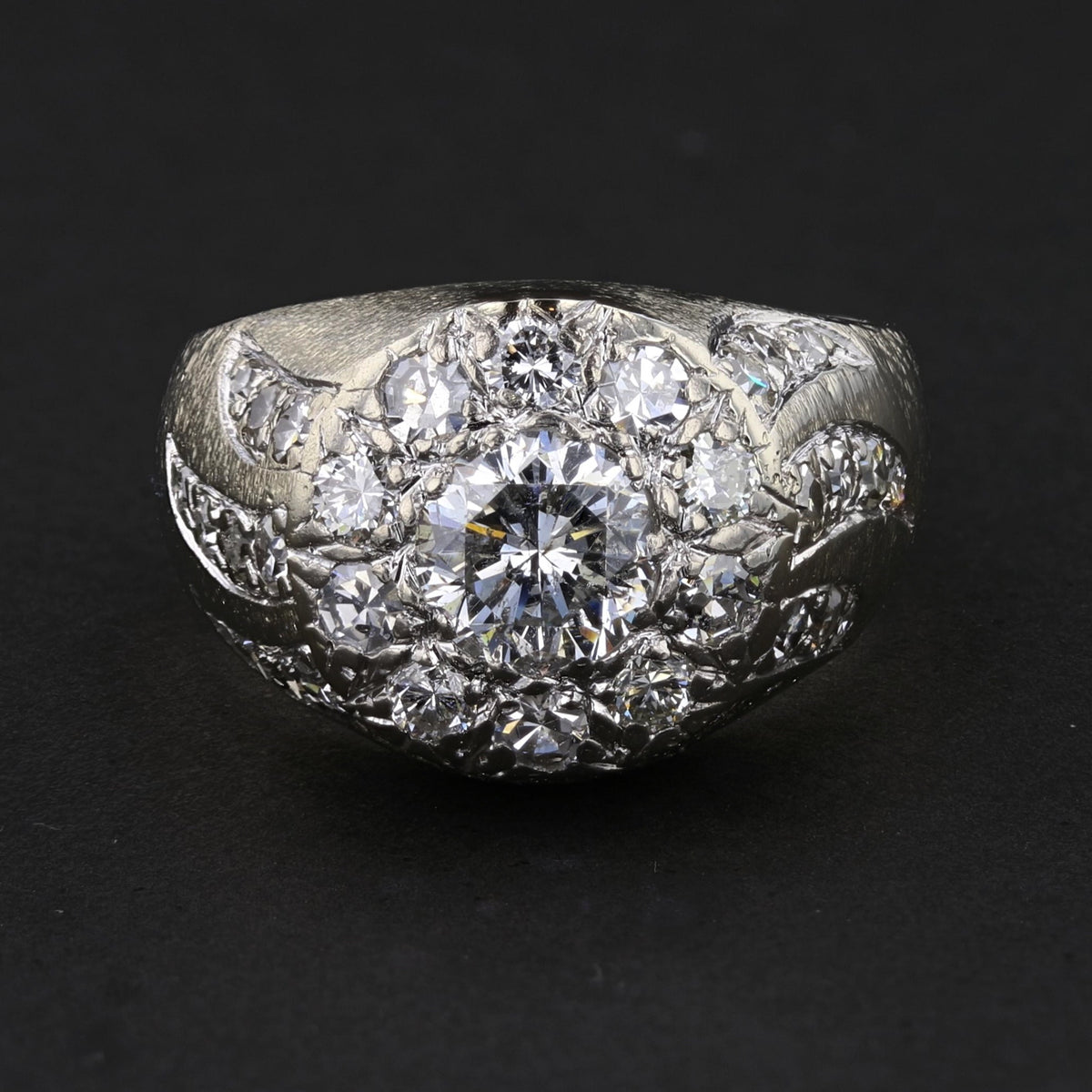 14K White Gold Diamond Ring .98ct Center Stone