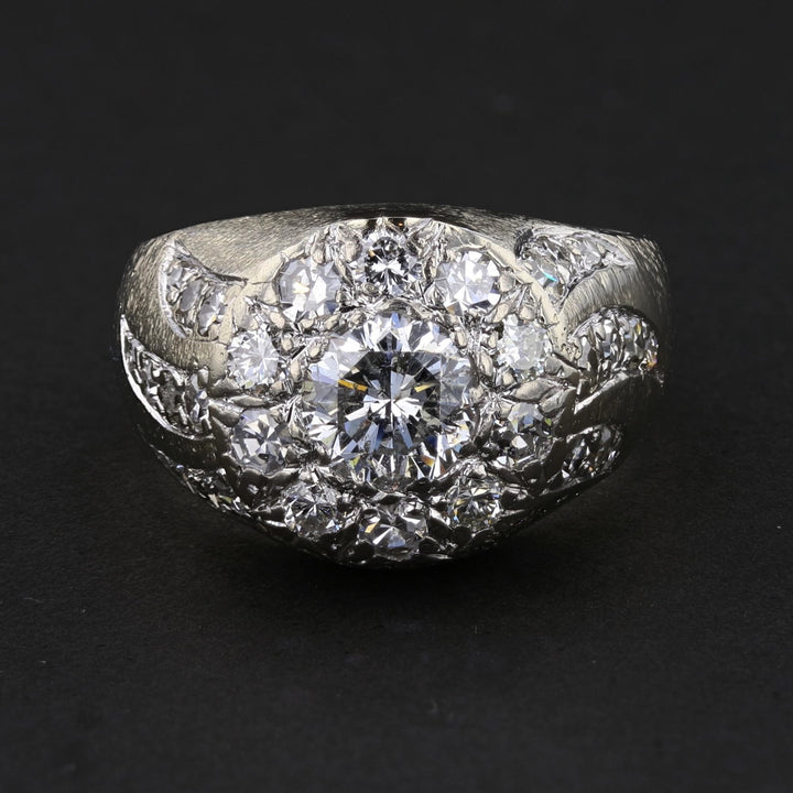 14K White Gold Diamond Ring .98ct Center Stone