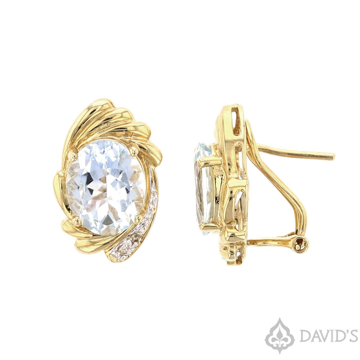 Aquamarine &  Diamond Earrings - David's Antiques & Jewelry