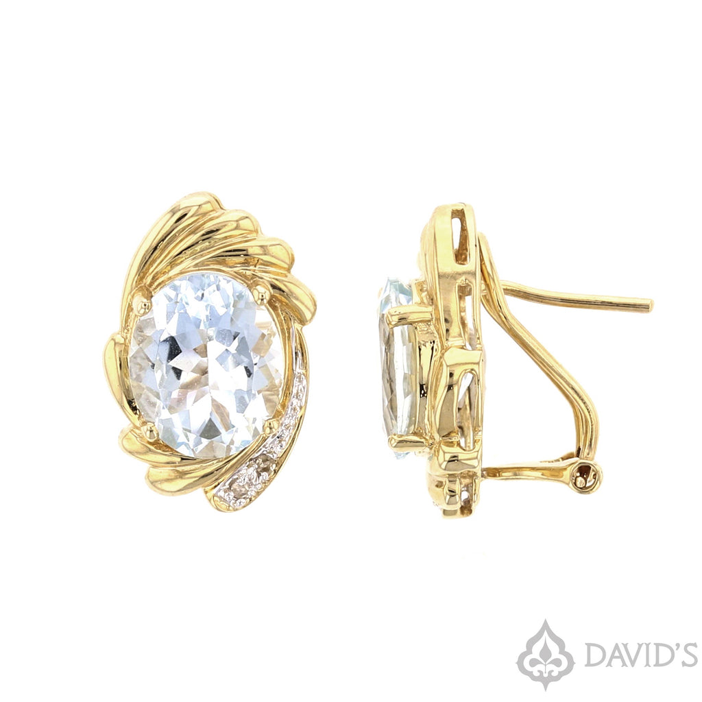 Aquamarine &  Diamond Earrings - David's Antiques & Jewelry