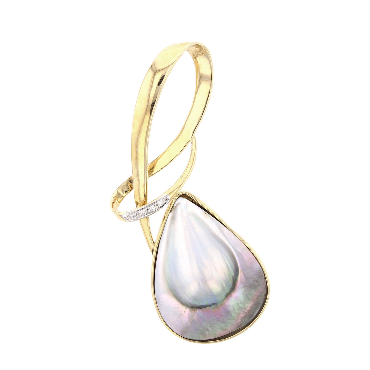 14Kt YG Mobe Pearl & Diamond Pendant