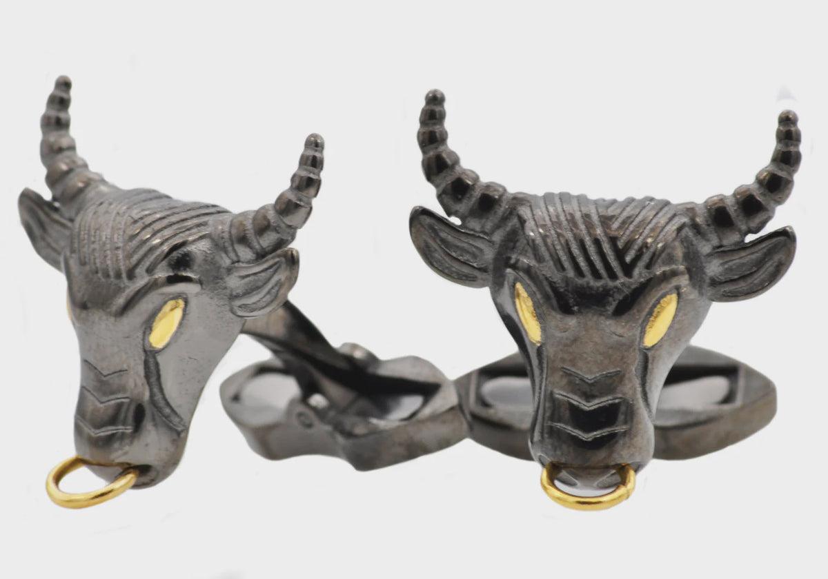 Gold and Black Bull Cufflinks