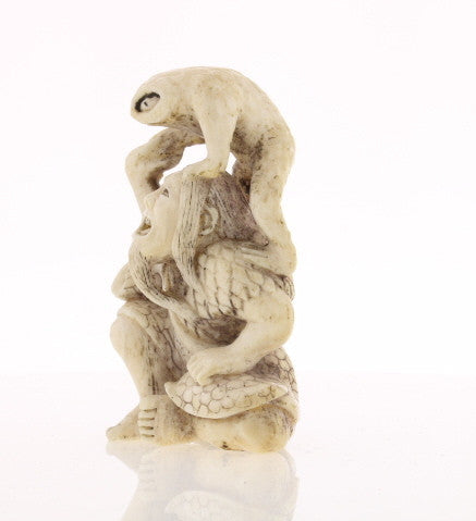 Toad & Owner Ivory Netsuke