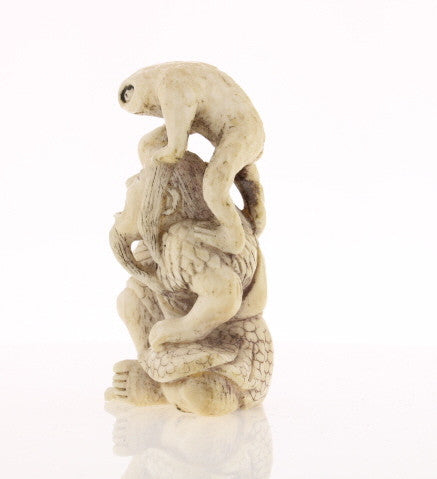 Toad & Owner Ivory Netsuke