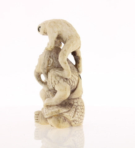 Toad & Owner Ivory Netsuke