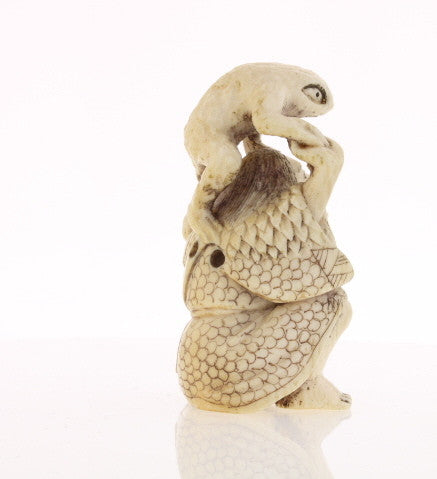 Toad & Owner Ivory Netsuke