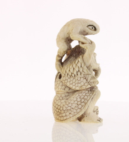 Toad & Owner Ivory Netsuke
