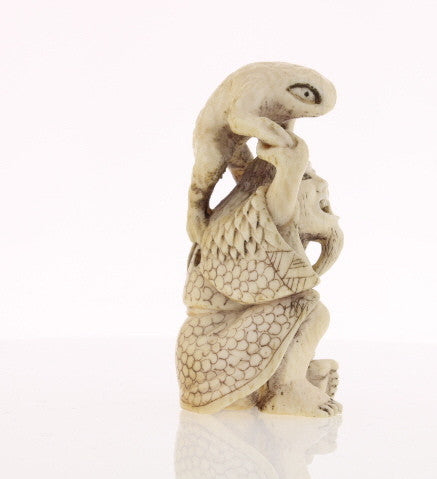Toad & Owner Ivory Netsuke