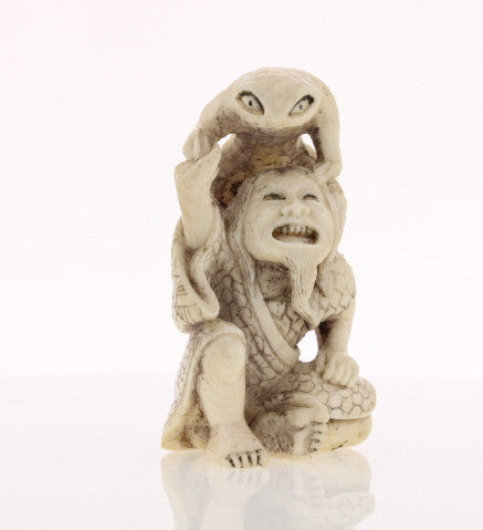 Toad & Owner Ivory Netsuke
