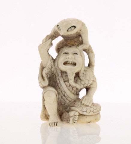 Toad & Owner Ivory Netsuke