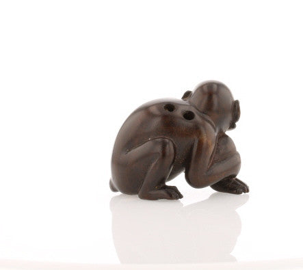 Vintage Ironwood Netsuke: Monkey with Nut