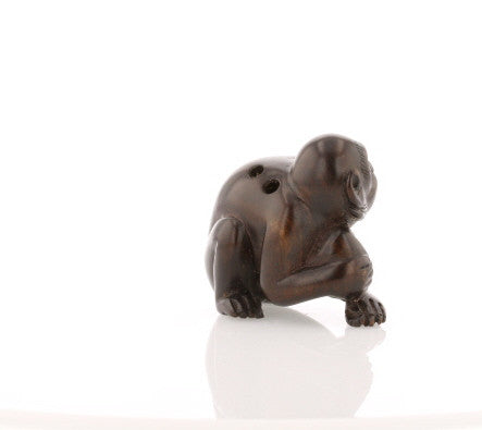 Vintage Ironwood Netsuke: Monkey with Nut