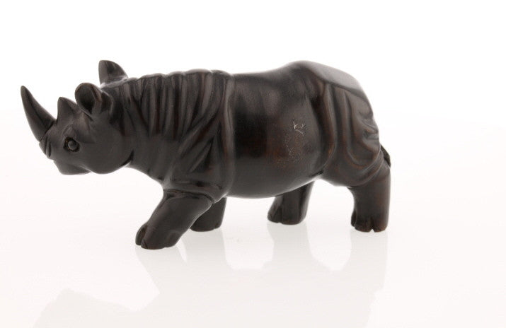 Regal Rhinoceros Dark Wood Netsuke - David's Antiques & Jewelry