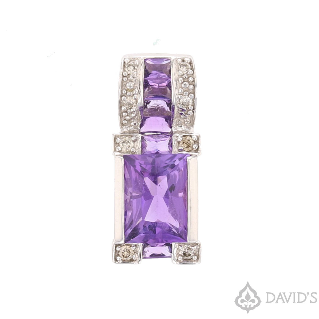 Amethyst &  Diamond Pendant - David's Antiques & Jewelry