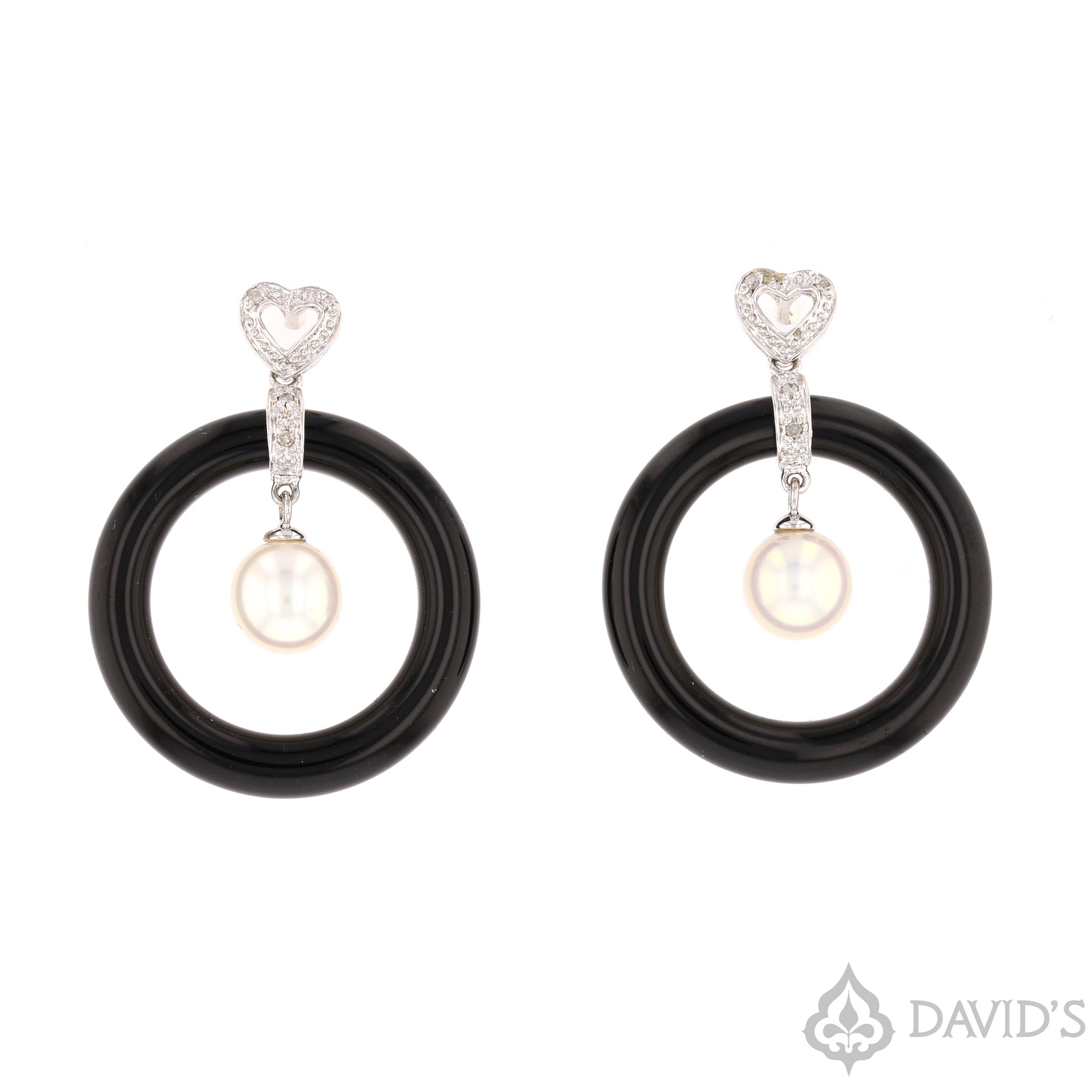 Pearl and onyx earrings deals