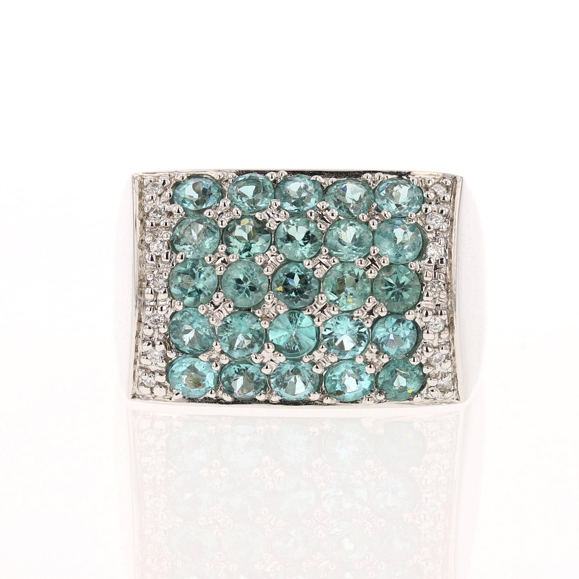 Teal Paraiba Tourmaline and Diamond Ring in 14K White Gold - David's Antiques & Jewelry