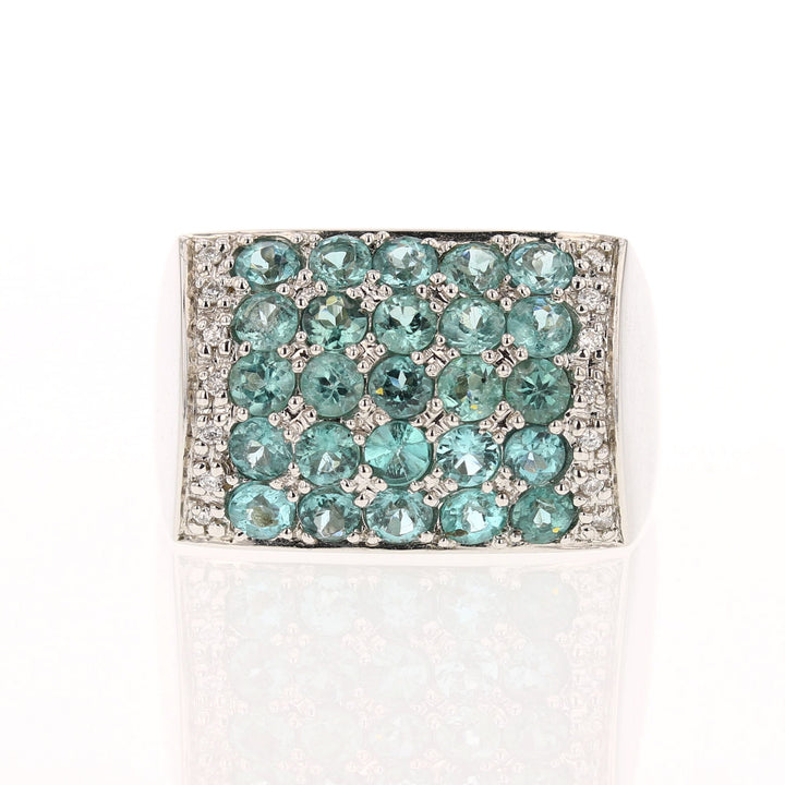 Teal Paraiba Tourmaline and Diamond Ring in 14K White Gold