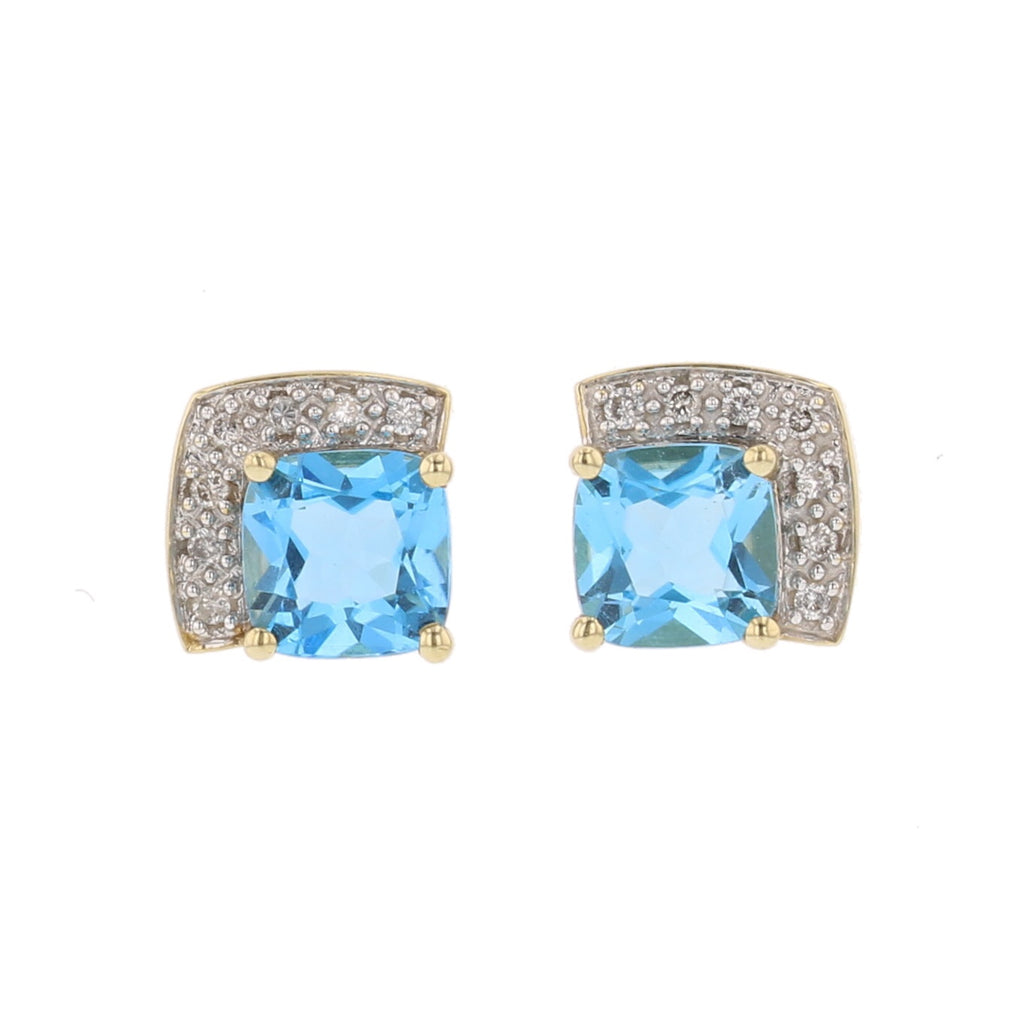 Blue Topaz & Diamond Earrings - David's Antiques & Jewelry