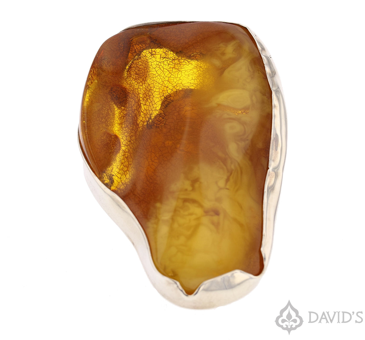 Amber Ring in Sterling Silver, Adjustable Size