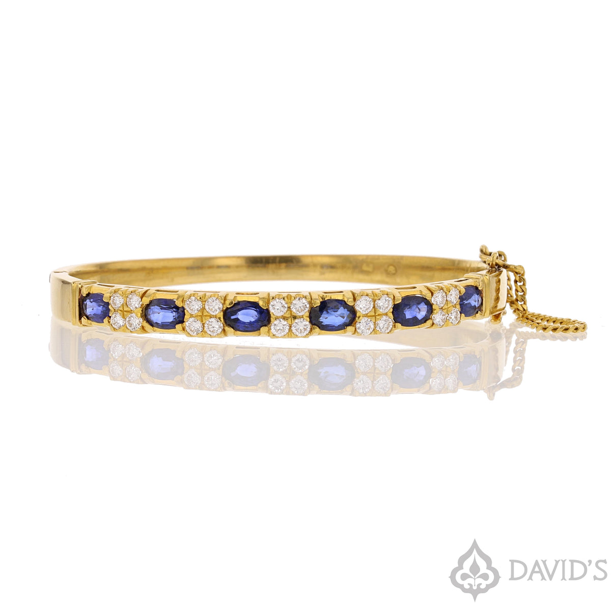 Blue Sapphire and Diamond Gold Cuff Bracelet