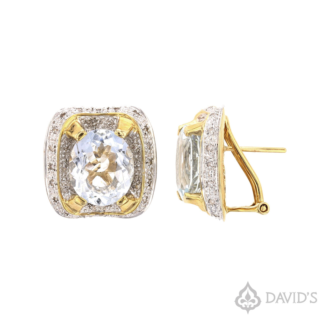 Aquamarine & Diamond   Earrings - David's Antiques & Jewelry