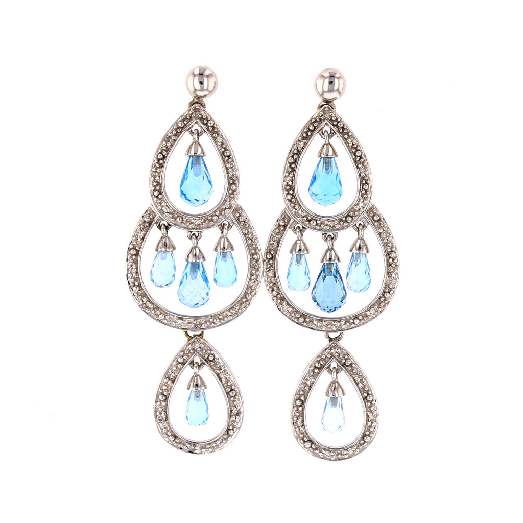 Blue Topaz Chandelier Earrings - David's Antiques & Jewelry