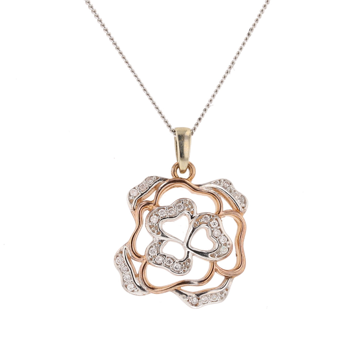 Rose Gold and Diamond Clover Pendant
