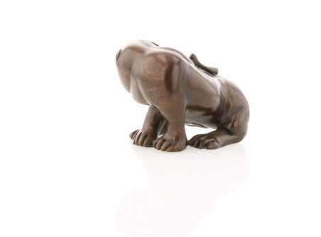 Vintage Carved Ironwood Lioness Netsuke